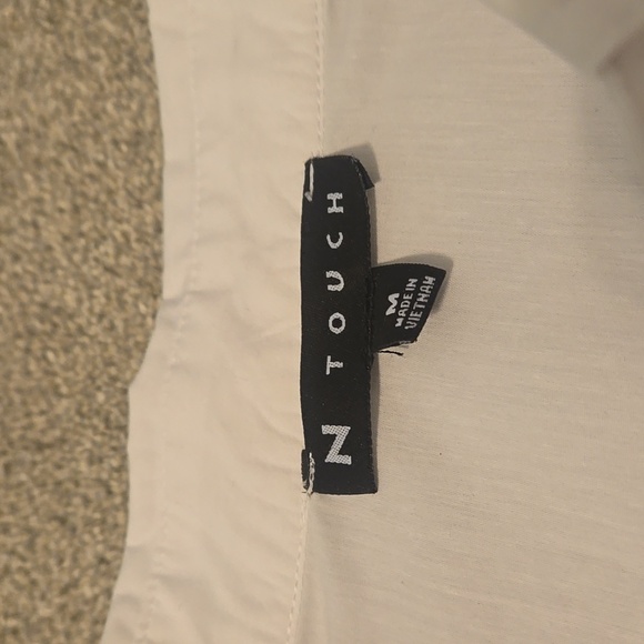 N Touch White Button-Up Shirt Pearl Buttons 3 Quarter Langeth SLEEVES Size M - Picture 3 of 4